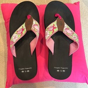 Douglas Paquette Turtle Motif Flip Flops